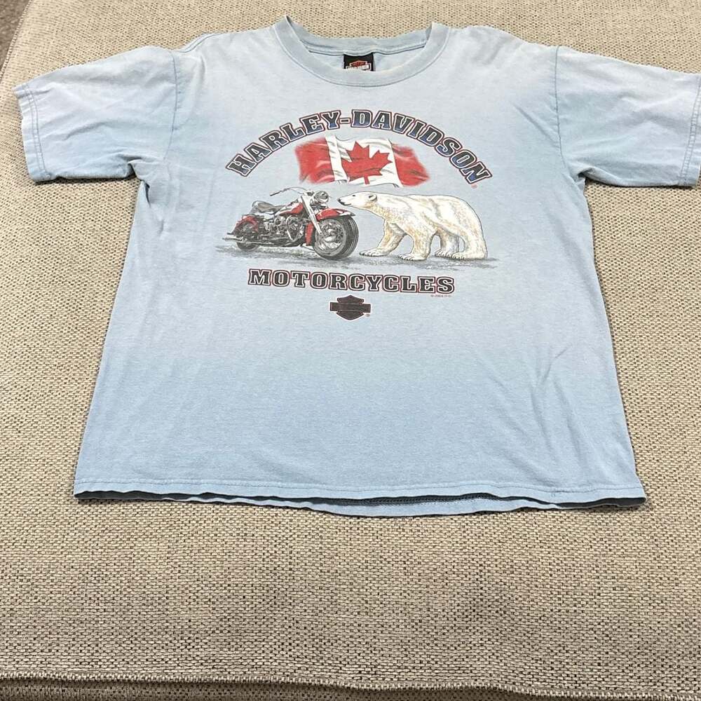 Vintage 2004 Harley-Davidson Medicine Hat Alberta Canada Polar Bear T-Shirt